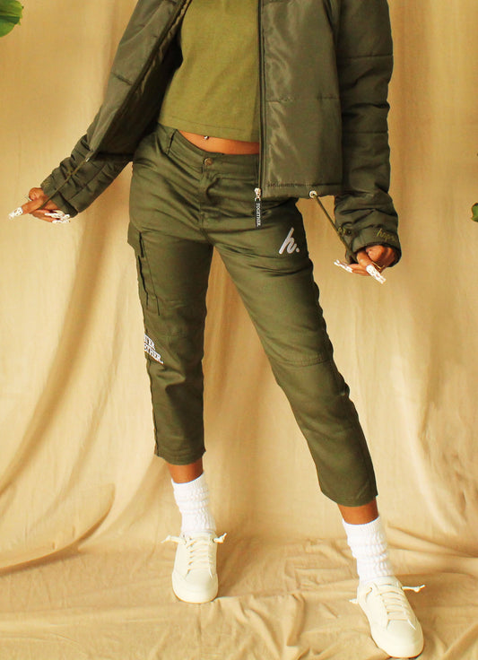 Cargo Cropped Trouser - Green